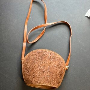 Genuine leather crossbody brown bag 7.5” x 7” 3.5”
